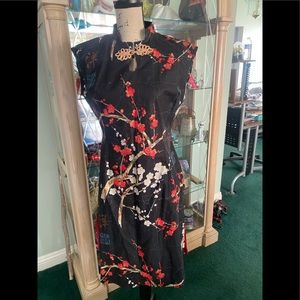 Cheongsam dress new black Asian print